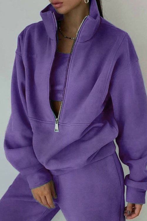 Nonnadress Fleece Sporty Street Style Casual Two-Piece Set