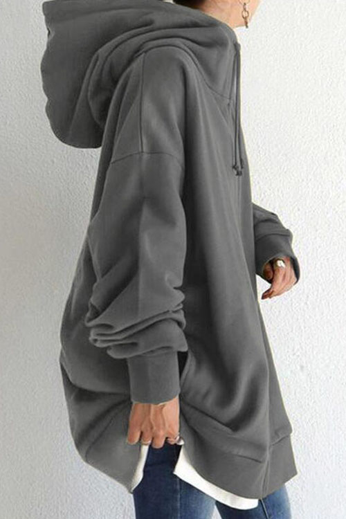 Nonnadress Street-style zip-up hooded long fleece-lined sweatshirt