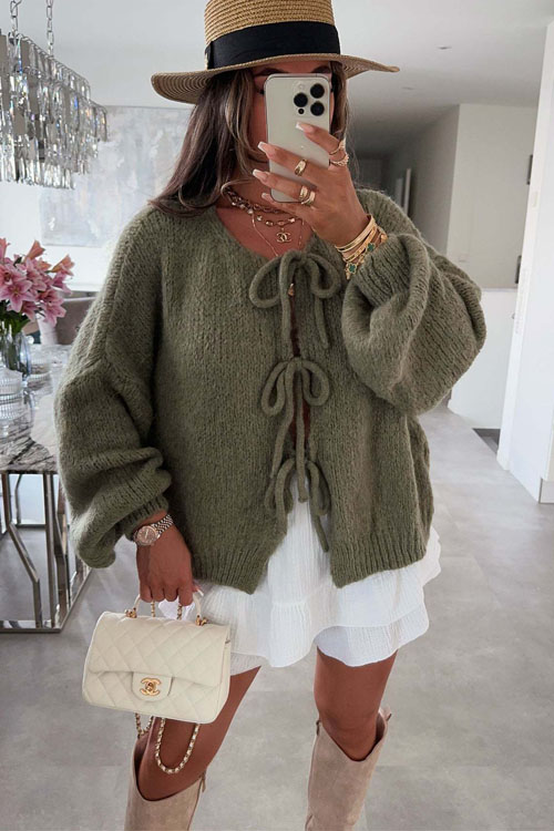 Nonnadress Solid Color Minimalist Knot Sweater