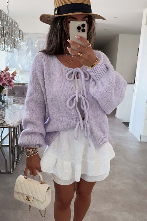 Nonnadress Solid Color Minimalist Knot Sweater