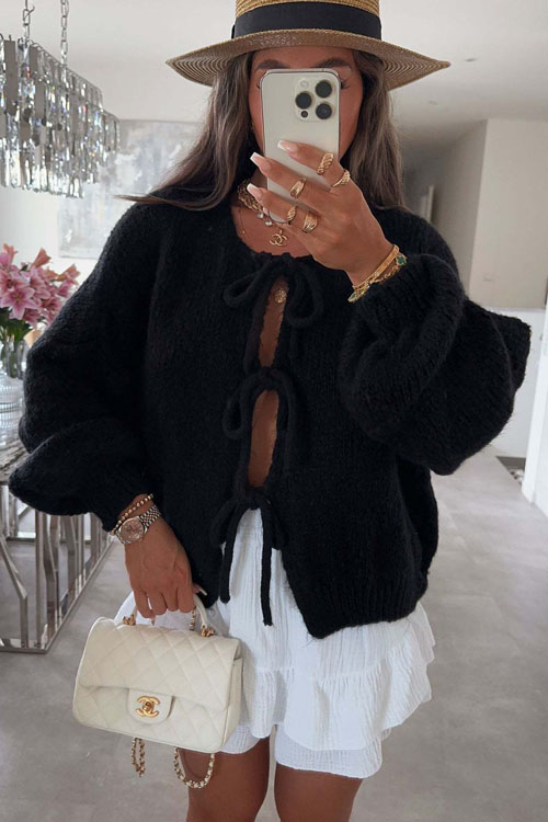 Nonnadress Solid Color Minimalist Knot Sweater