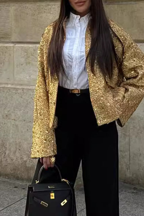 Nonnadress Sequin embellished stand collar jacket