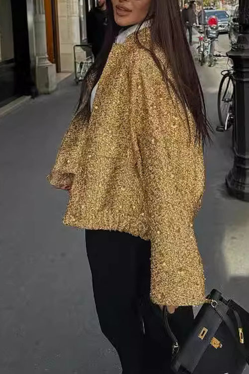 Nonnadress Sequin embellished stand collar jacket