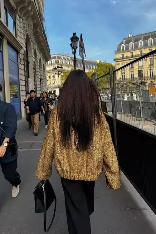 Nonnadress Sequin embellished stand collar jacket