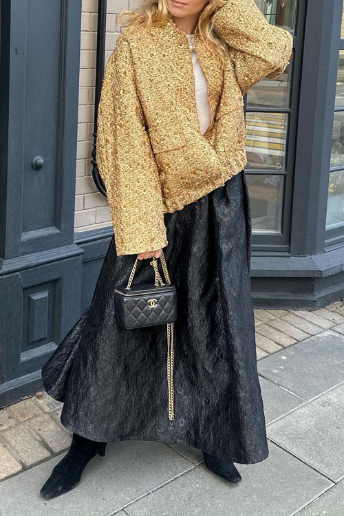 Nonnadress Sequin embellished stand collar jacket