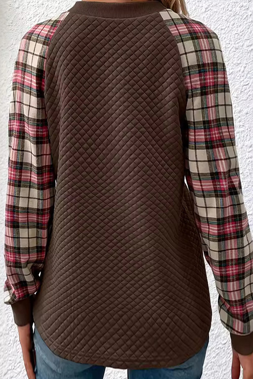 Nonnadress Fashion Diamond Pattern Patchwork Casual Sweatshirt