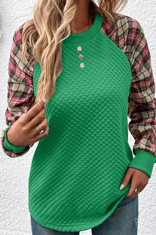 Nonnadress Fashion Diamond Pattern Patchwork Casual Sweatshirt