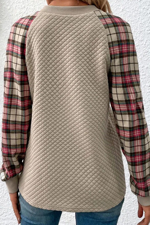 Nonnadress Fashion Diamond Pattern Patchwork Casual Sweatshirt