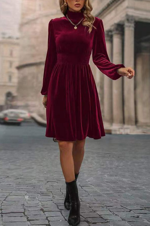 Nonnadress Velvet Long Sleeve Fashion Dress