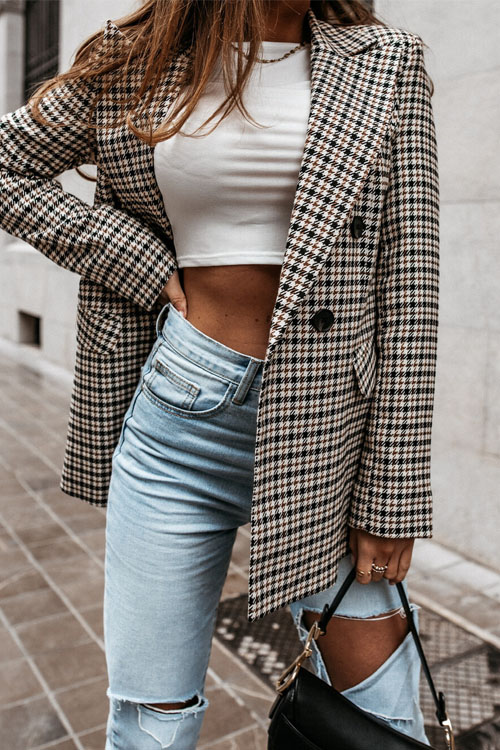 Nonnadress Plaid Casual Petite Blazer