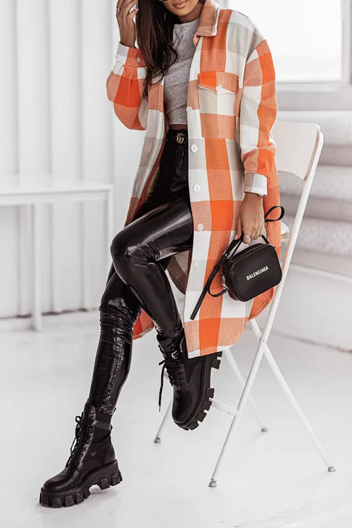 Nonnadress Colorful Flannel Plaid Trench Coat