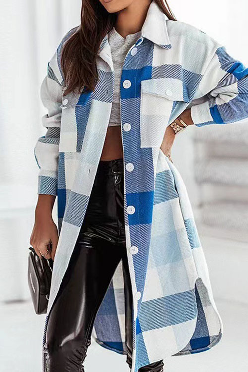 Nonnadress Colorful Flannel Plaid Trench Coat