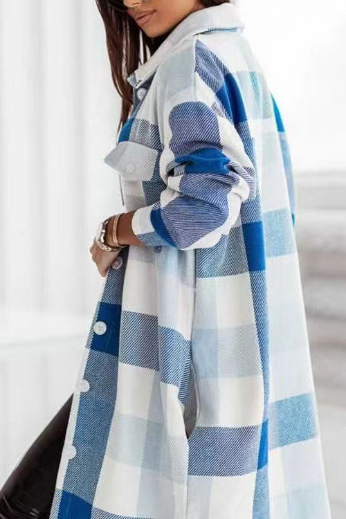 Nonnadress Colorful Flannel Plaid Trench Coat