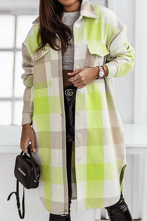 Nonnadress Colorful Flannel Plaid Trench Coat