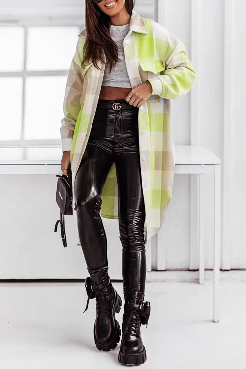 Nonnadress Colorful Flannel Plaid Trench Coat