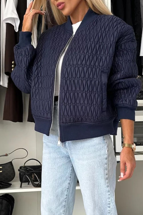 Nonnadress Embroidered Zip Jacket Stand Collar Cotton Coat Jacket