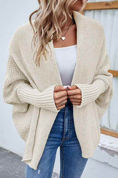 Nonnadress Solid Color Batwing Sleeve Cardigan Sweater