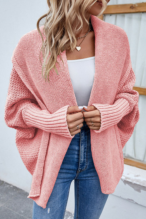 Nonnadress Solid Color Batwing Sleeve Cardigan Sweater