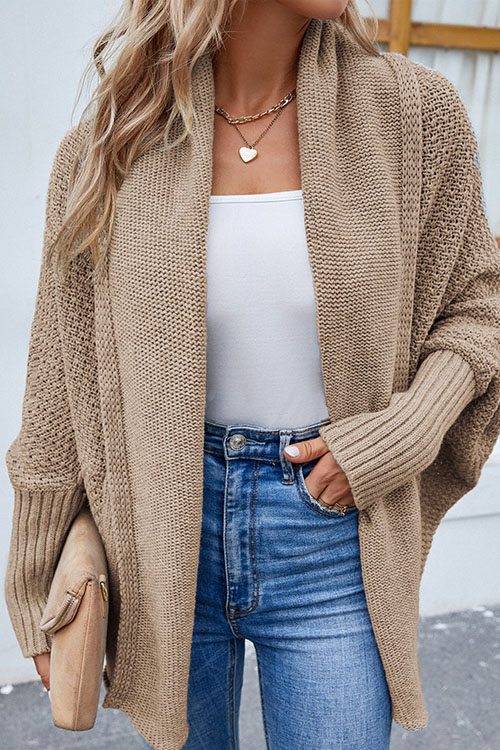 Nonnadress Solid Color Batwing Sleeve Cardigan Sweater