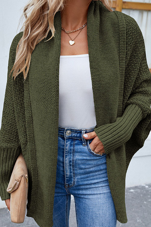 Nonnadress Solid Color Batwing Sleeve Cardigan Sweater