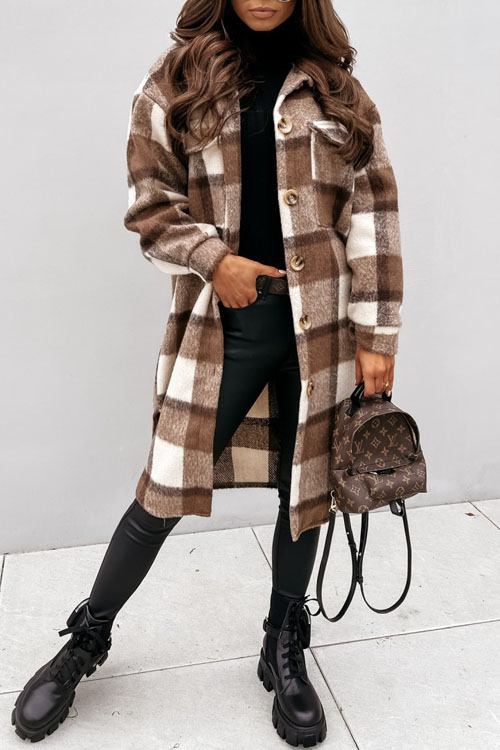 Nonnadress Plaid Mid-length Shirt Jacket Top