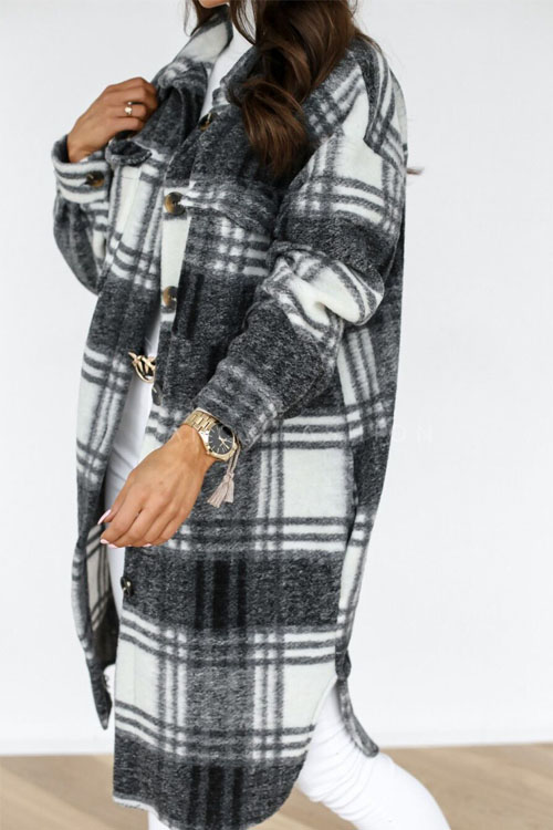 Nonnadress Plaid Mid-length Shirt Jacket Top