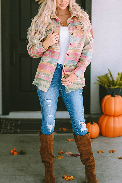 Nonnadress Western Print Single-Breasted Minimalist Jacket