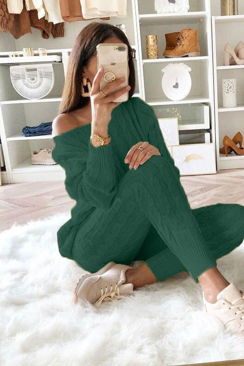 Kathiadress fashion solid color sweater suit