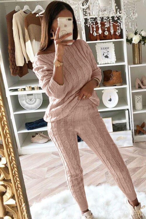 Kathiadress fashion solid color sweater suit