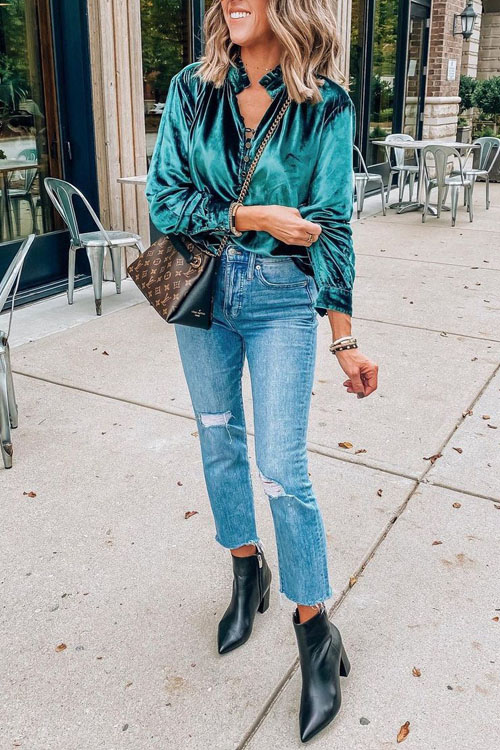 Kathiadress V-neck gold velvet long-sleeved shirt