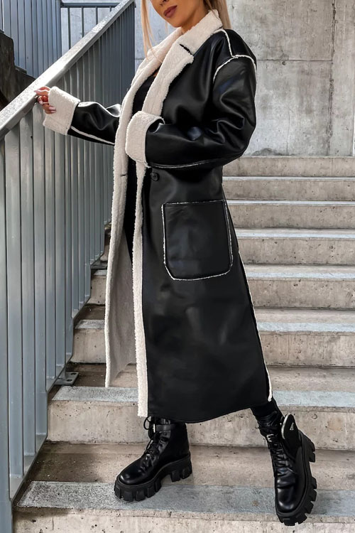 Kathiadress Casual leather thickened windbreaker Loose fashion jacket