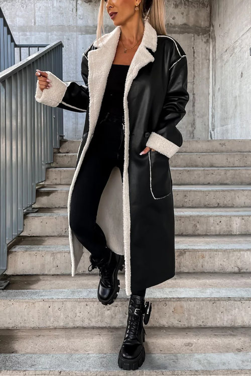 Kathiadress Casual leather thickened windbreaker Loose fashion jacket