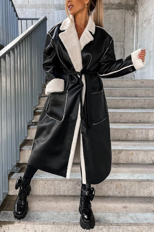 Kathiadress Casual leather thickened windbreaker Loose fashion jacket