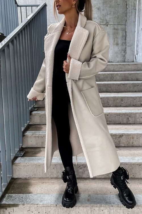 Kathiadress Casual leather thickened windbreaker Loose fashion jacket