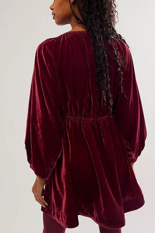 Nonnadress Comfortable Casual Velvet V-Neck Dress