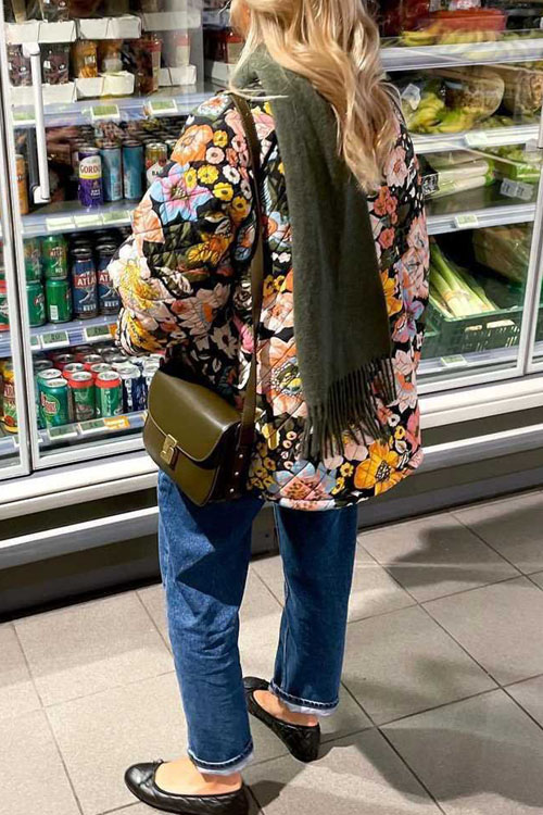 Kathiadress Printed imitation cashmere comfortable casual bell sleeve loose cotton coat