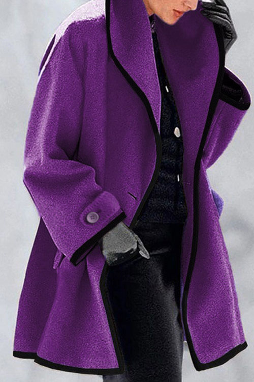 Kathiadress Autumn and winter round neck loose hooded woolen coat