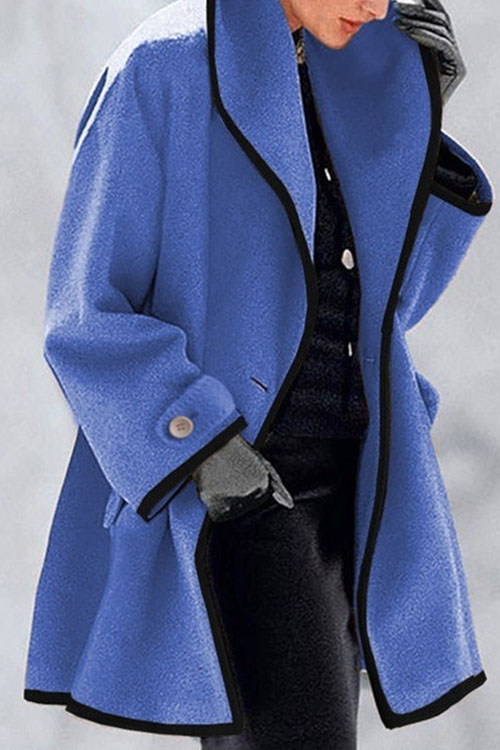 Kathiadress Autumn and winter round neck loose hooded woolen coat