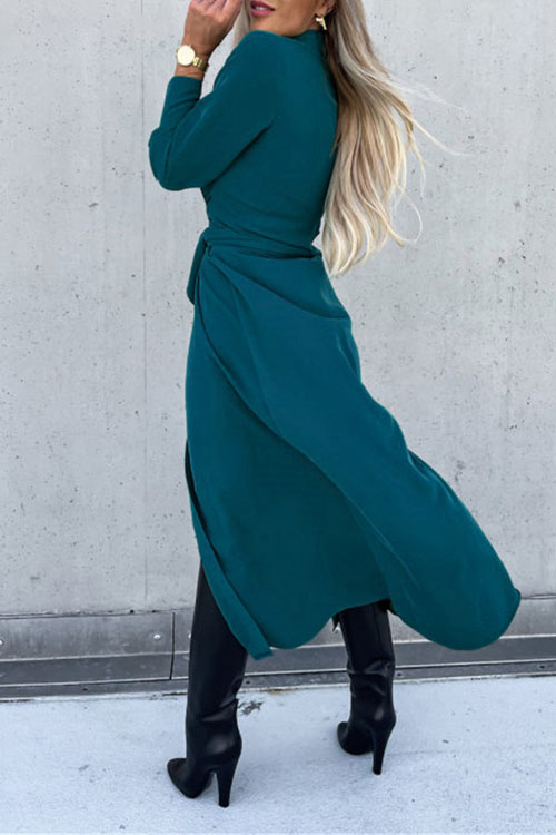 Kathiadress Solid color  long sleeves cardigan dress