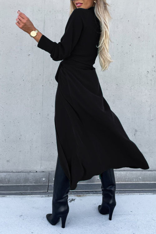 Kathiadress Solid color  long sleeves cardigan dress