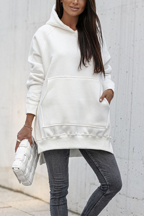 Kathiadress  Pocket feature slit hoodie sweatshirt