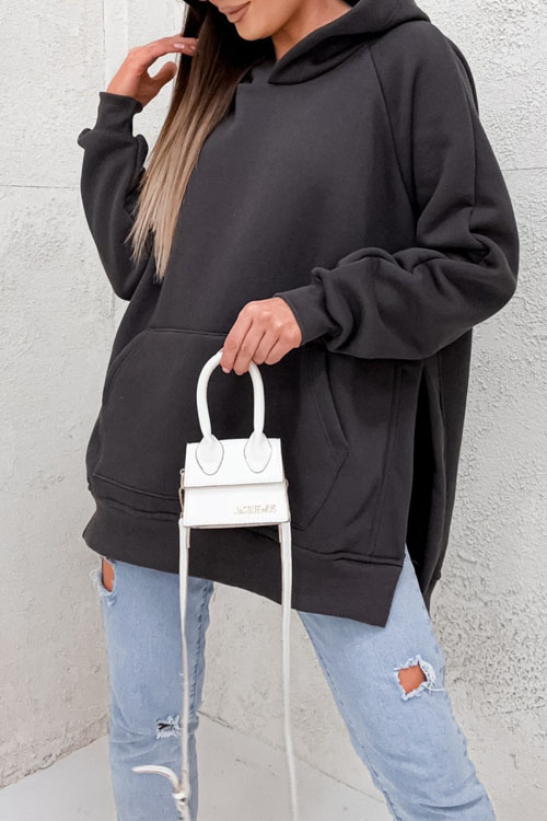Kathiadress  Pocket feature slit hoodie sweatshirt