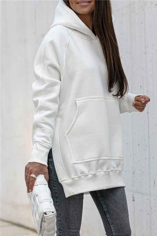Kathiadress  Pocket feature slit hoodie sweatshirt