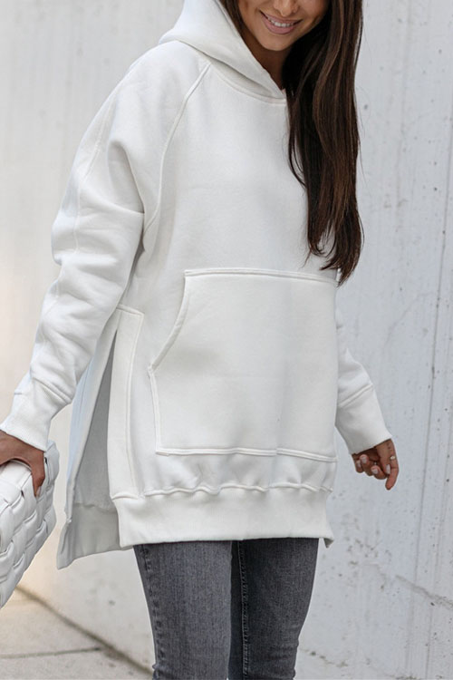 Kathiadress  Pocket feature slit hoodie sweatshirt