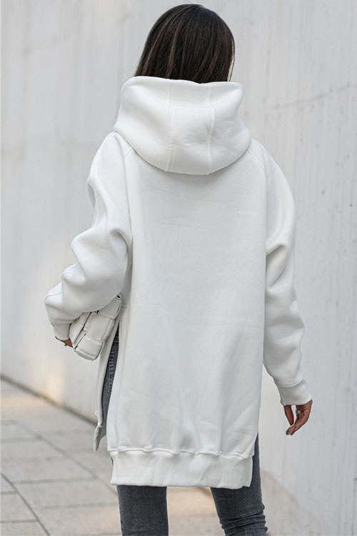 Kathiadress  Pocket feature slit hoodie sweatshirt