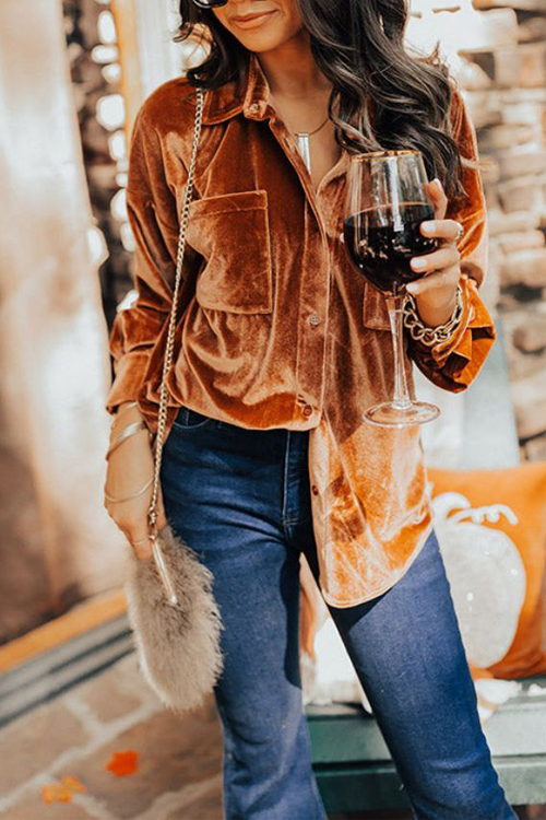 Nonnadress Velvet elegant lapel loose long sleeve shirt