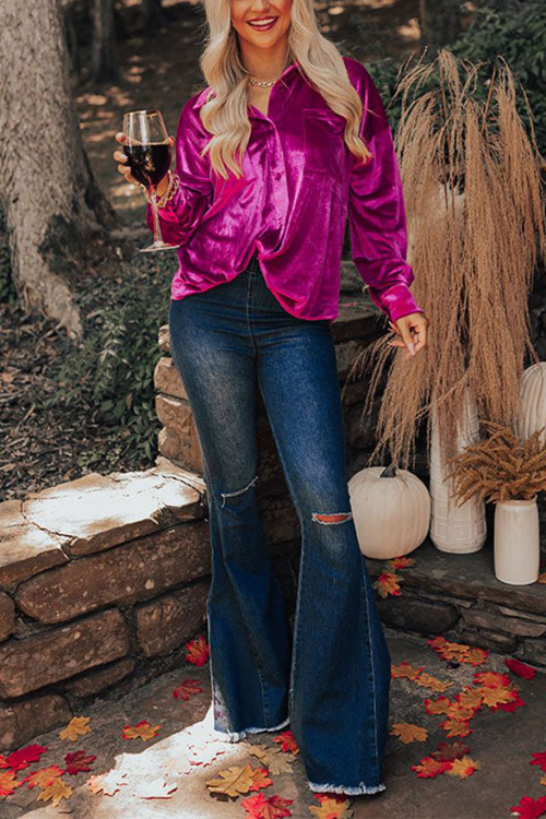 Nonnadress Velvet elegant lapel loose long sleeve shirt