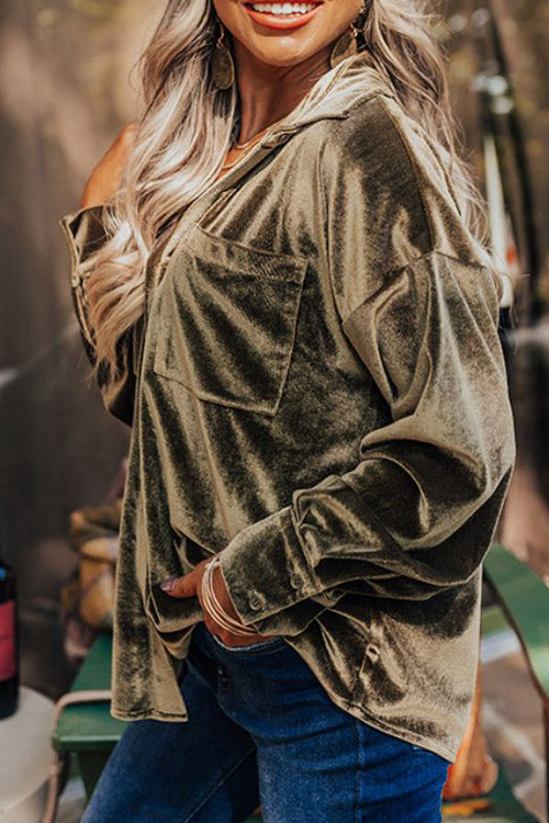 Nonnadress Velvet elegant lapel loose long sleeve shirt