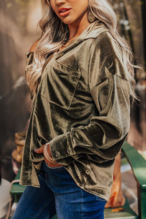 Nonnadress Velvet elegant lapel loose long sleeve shirt