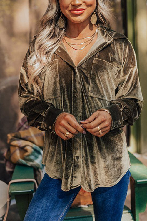 Nonnadress Velvet elegant lapel loose long sleeve shirt